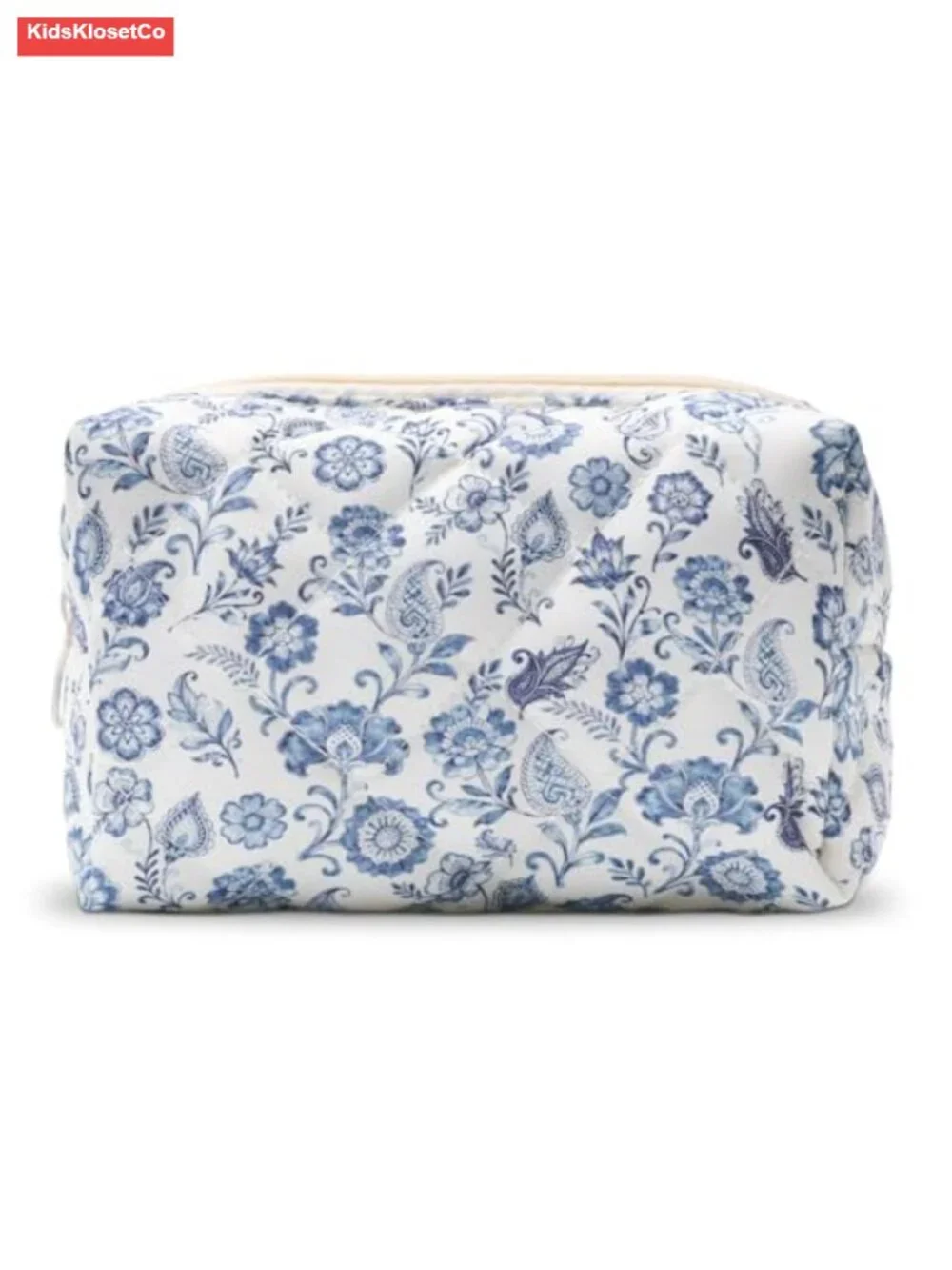 Quilted Cotton Makeup Bag Vintage Floral Cosmetic Pouch Travel Toiletry